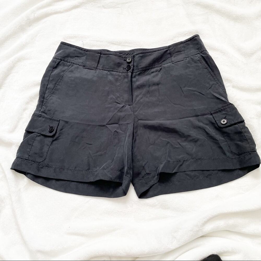 Talbots black silk shorts cargo pockets size 6 petites lightweight classic